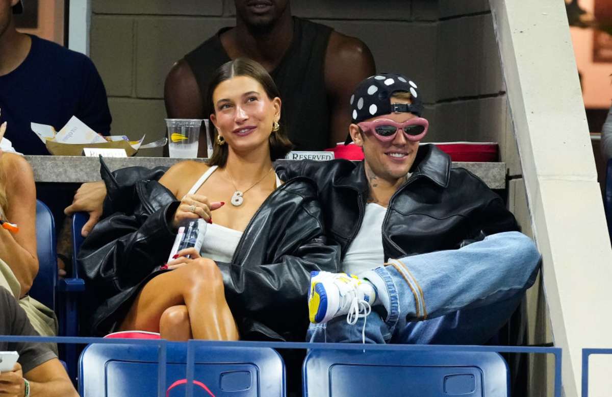 Hailey and Justin Bieber seen at the 2023 US Open Tennis Championships on September 1, 2023, in New York City. (Image Source: Getty Images | Photo by Gotham)