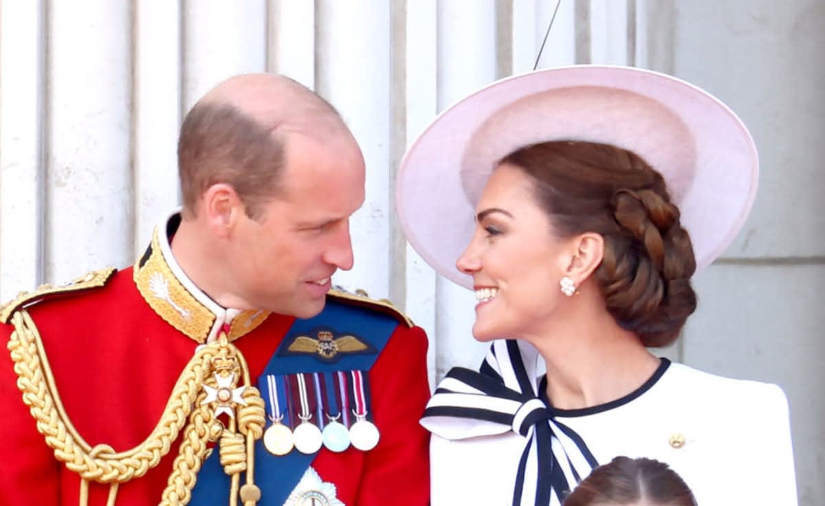 Prince William and Catherine on the balcony during Trooping the Colour at Buckingham Palace on June 15, 2024 in London, England. (Image Source: Getty Images | Photo by Chris Jackson)