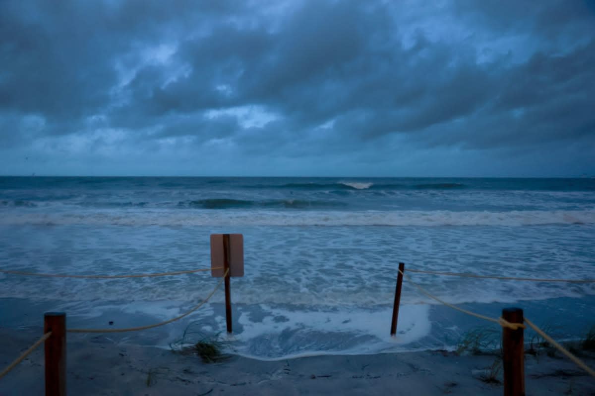 The Gulf of Mexico's water pushes up against the beach as Hurricane Helene churns offshore on September 26, 2024 in St. Pete Beach, Florida. (Image Source: Getty Images | Photo by  Joe Raedle)