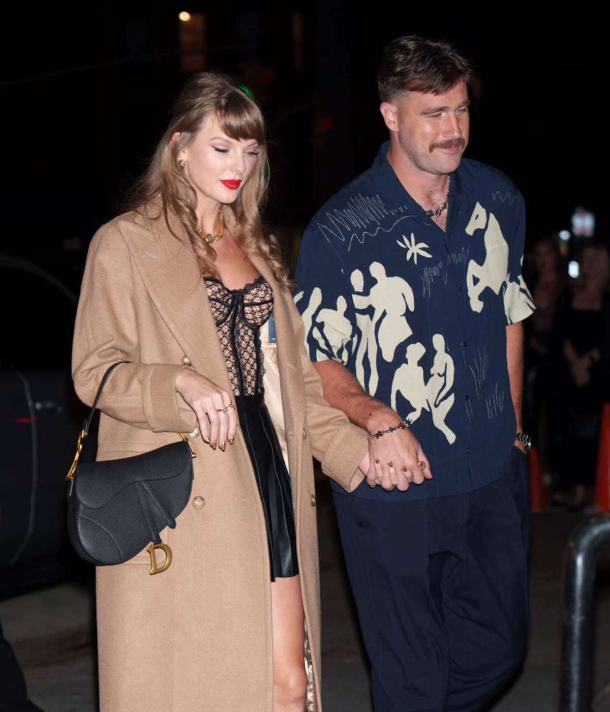 Taylor Swift and Travis Kelce were seen on October 11, 2024, in New York City. (Image Source: Getty Images | Photo by XNY/Star Max/GC Image)