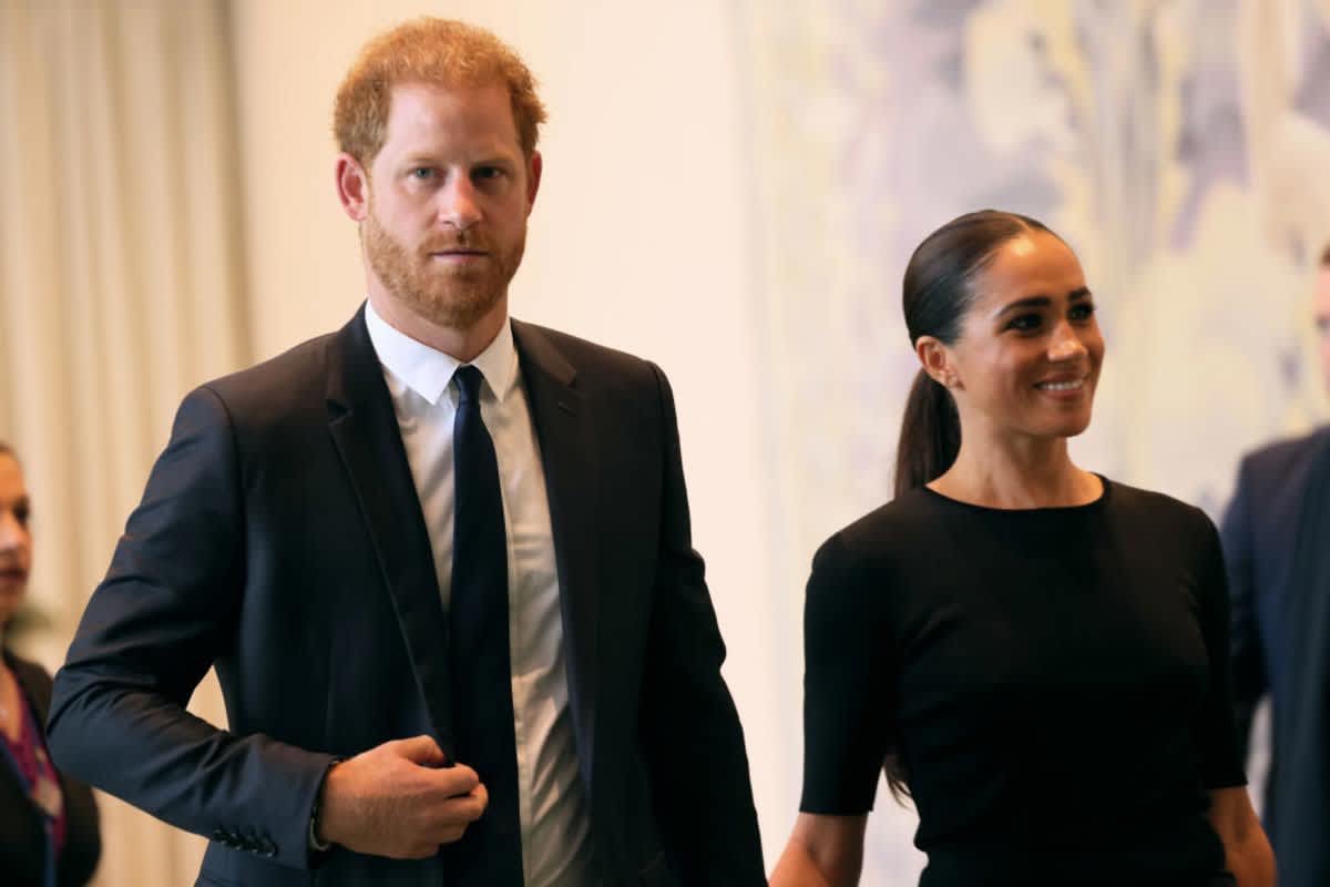 Prince Harry and Meghan Markle arrive at the United Nations Headquarters on July 18, 2022, in New York City. (Image Source: Michael M. Santiago/Getty Images)