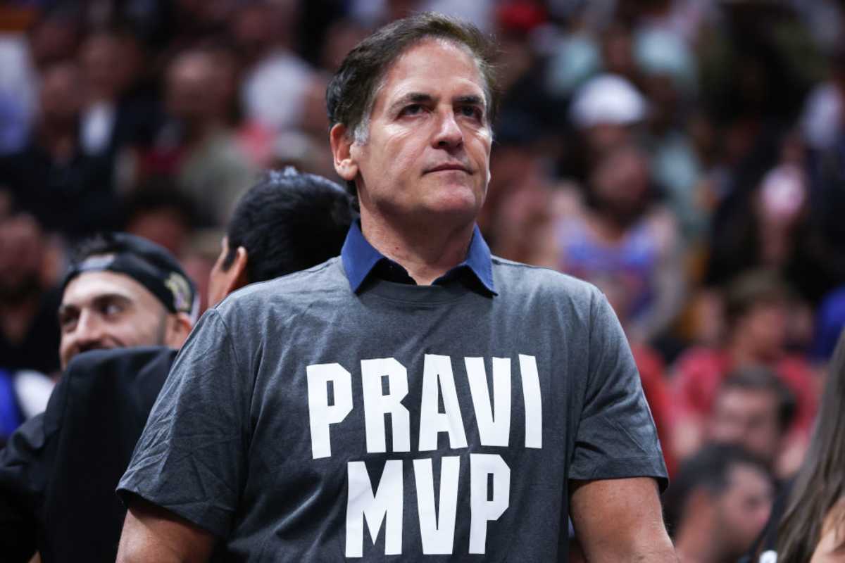 Mark Cuban of the Dallas Mavericks looks on during the second quarter of the game against the Miami Heat at Kaseya Center on April 10, 2024 in Miami, Florida (Image Source: Getty Images / Photo by Megan Briggs)