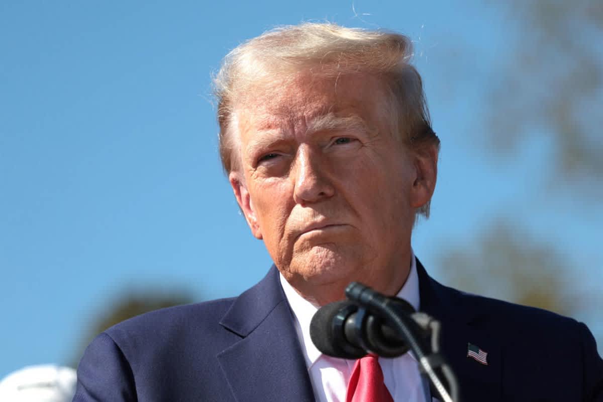 Donald Trump, delivers remarks as he visits a neighborhood affected by Hurricane Helene on October 21, 2024 in Swannanoa, North Carolina (Image Source: Getty Images / Photo by Win McNamee)