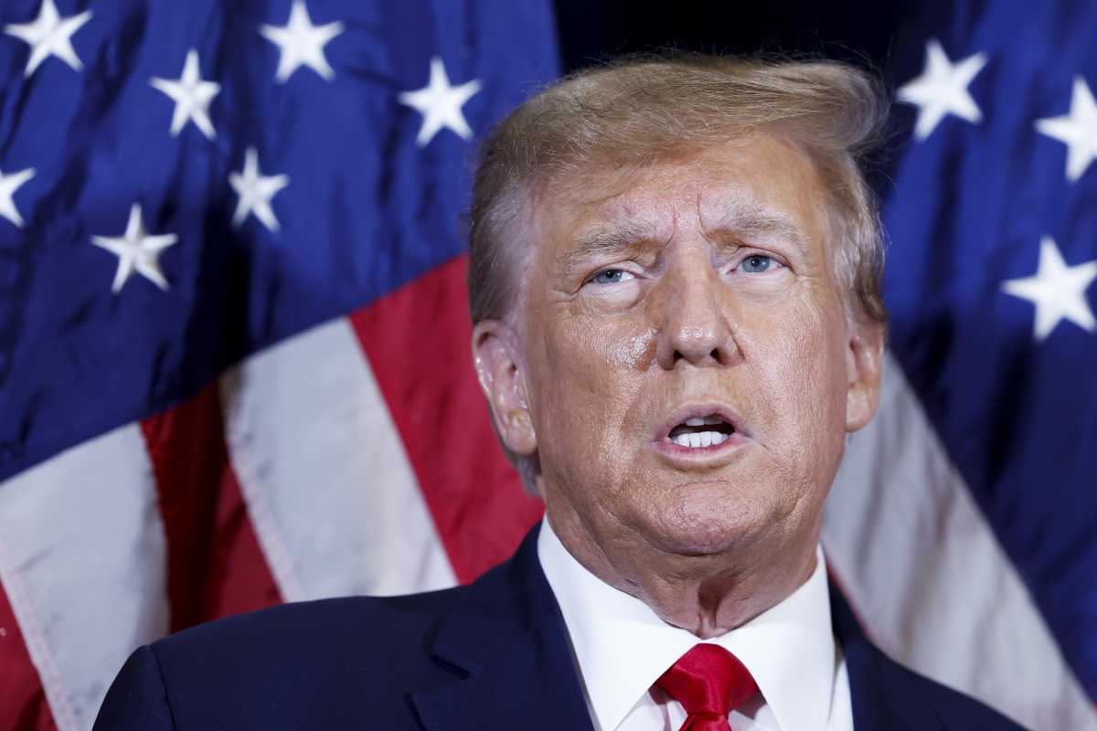 Former U.S. President Donald Trump speaks to reporters before his speech at the annual Conservative Political Action Conference (CPAC) at Gaylord National Resort & Convention Center on March 4, 2024. (Image Source: Getty Images | Photo by Anna Moneymaker)