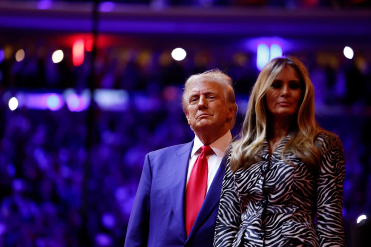 Donald Trump and Melania Trump at Madison Square Garden on October 27, 2024 in New York City (Image Source: Getty Images / Photo by Anna Moneymaker)