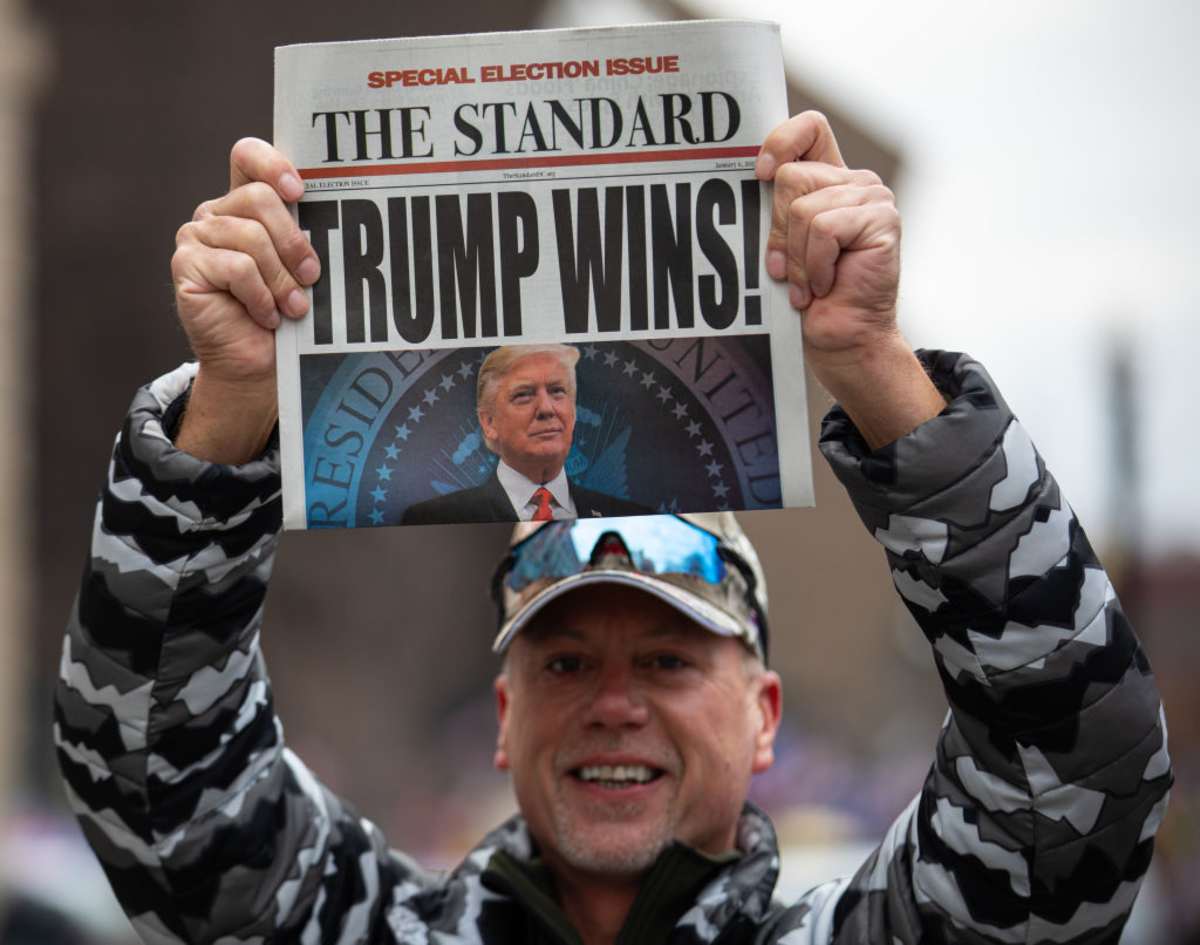 Crowds gather on victory over President Trump.(Image Source: Photo by Robert Nickelsberg/Getty Images)