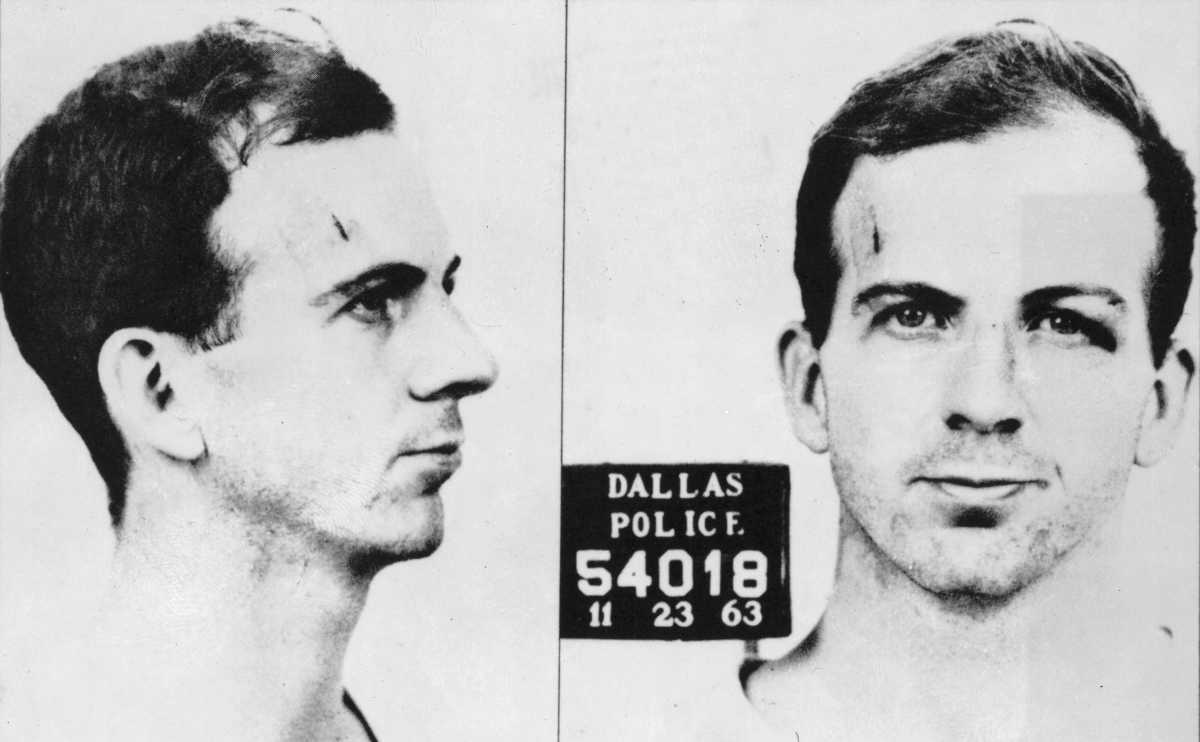 Mugshot of Lee Harvey Oswald (1939 - 1963), alleged assassin of President John F. Kennedy, taken by the Dallas Police department, Dallas, Texas. (Image Source: Getty Images | Photo by Hulton Archive)