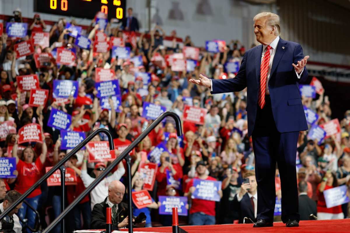 Donald Trump greets supporters during a campaign event at the Rocky Mount Event Center on October 30, 2024 in Rocky Mount, North Carolina (Image Source: Getty Images / Photo by Chip Somodevilla)