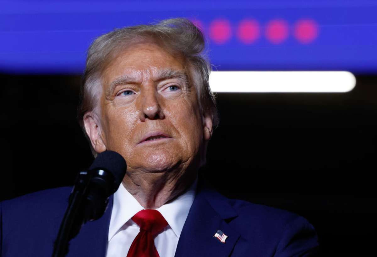 Donald Trump at a campaign rally at McCamish Pavilion on October 28, 2024, in Georgia. (Image Source: Getty Images | Photo By Anna Moneymaker)