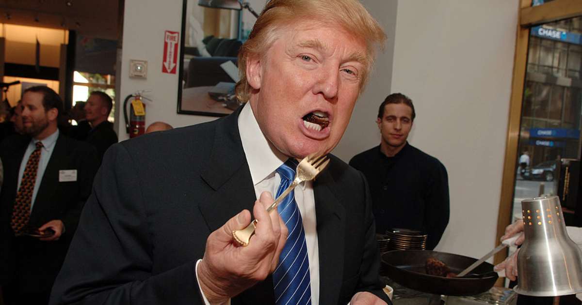 Donald Trump during Launch of Trump Steaks at The Sharper Image at The Sharper Image in New York City, New York, United States. (Cover Image Source: Getty Images | Photo By Stephen Lovekin)