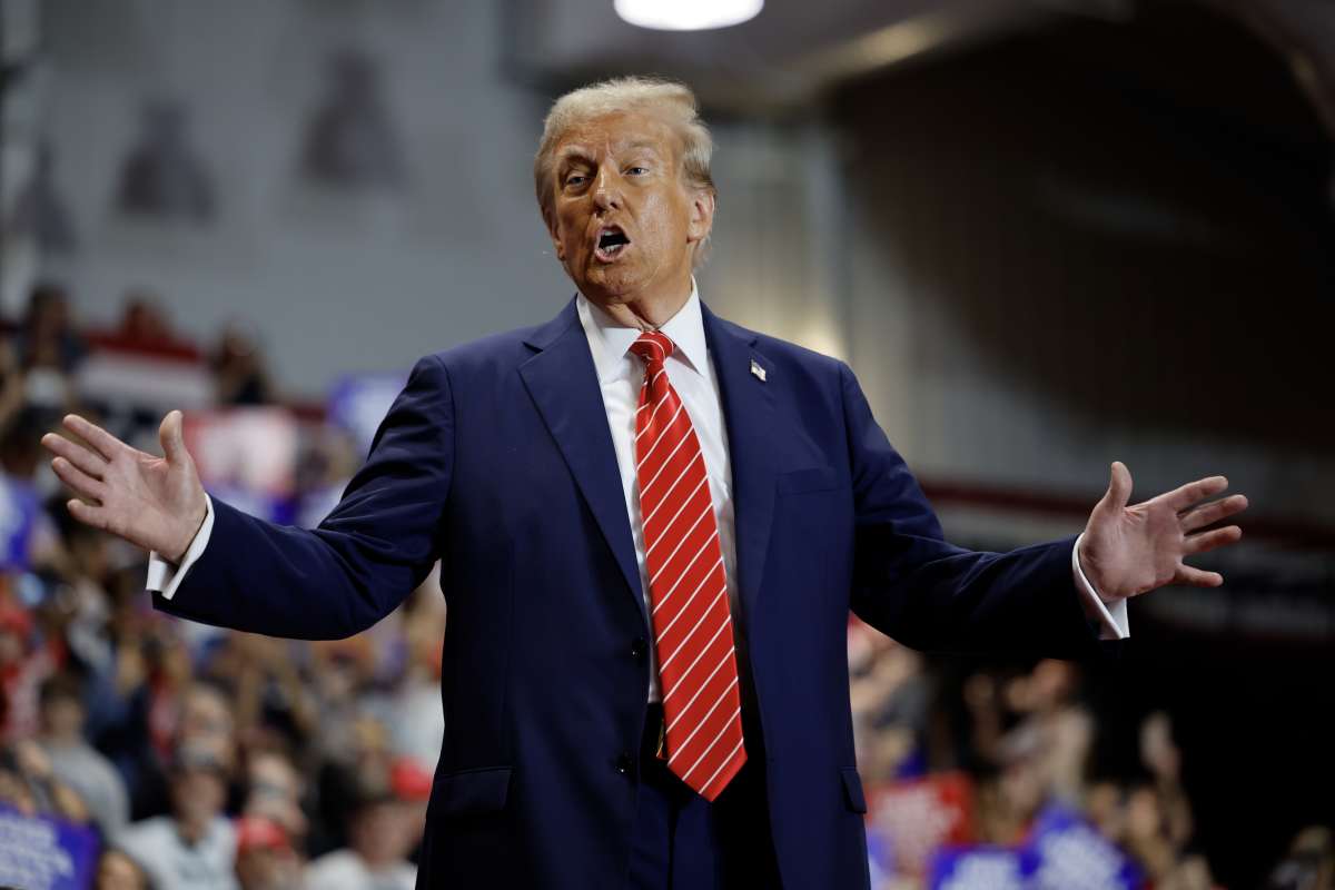 Donald Trump greets supporters during a campaign event at the Rocky Mount Event Center on October 30, 2024 in Rocky Mount, North Carolina. (Image Source: Chip Somodevilla/Getty Images)