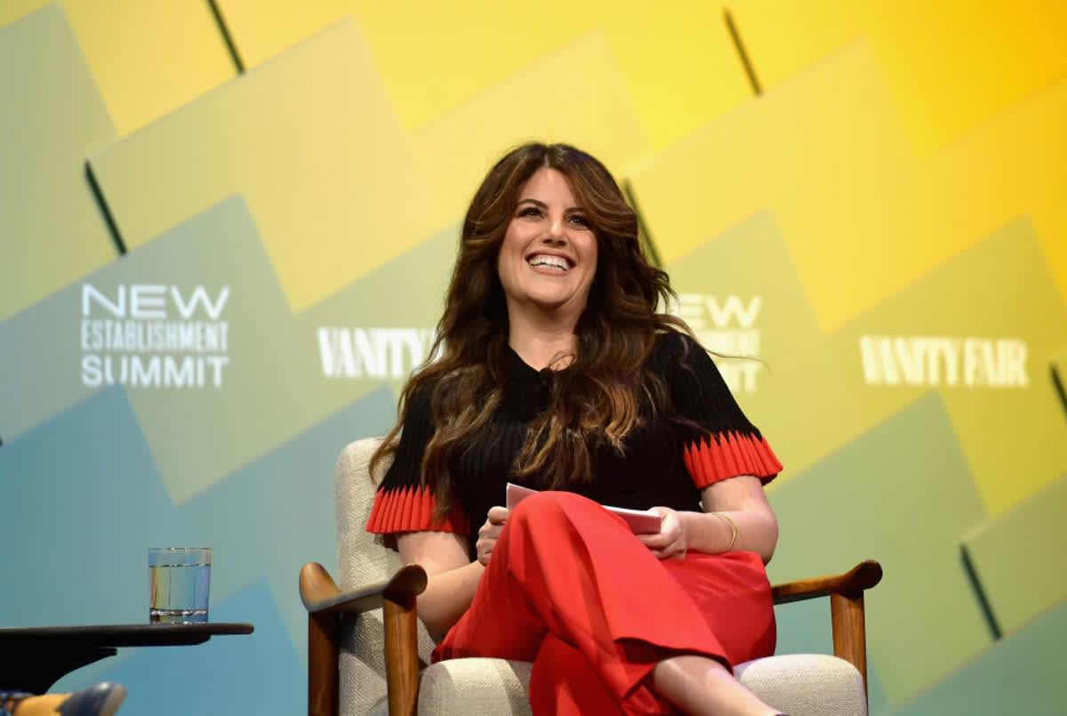 Monica Lewinsky speaks onstage at Day 1 of the Vanity Fair New Establishment Summit 2018 on October 9, 2018 in Beverly Hills, California. (Image Source: Getty Images | Photo by Matt Winkelmeyer)