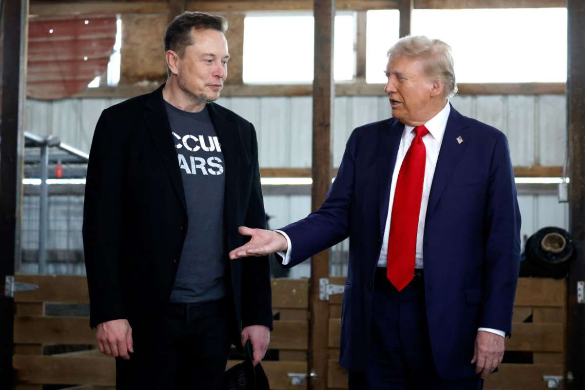 President Donald Trump and Elon Musk during a campaign rally on October 05, 2024 in Butler, Pennsylvania (Image Source: Getty Images / Photo by Anna Moneymaker) 