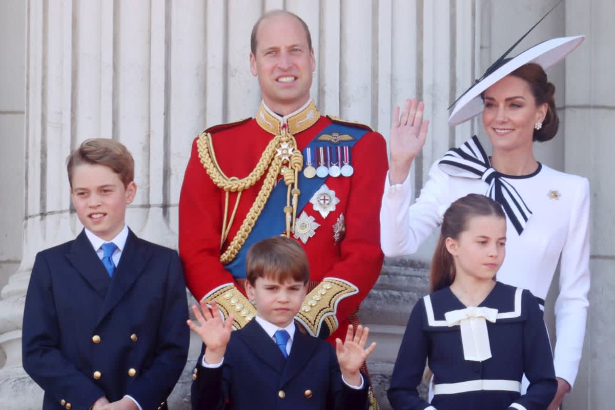 Prince George, Prince William, Prince Louis, Princess Charlotte and Catherine at Buckingham Palace on June 15, 2024 in London. (Image Source: Getty Images | Photo by Chris Jackson)