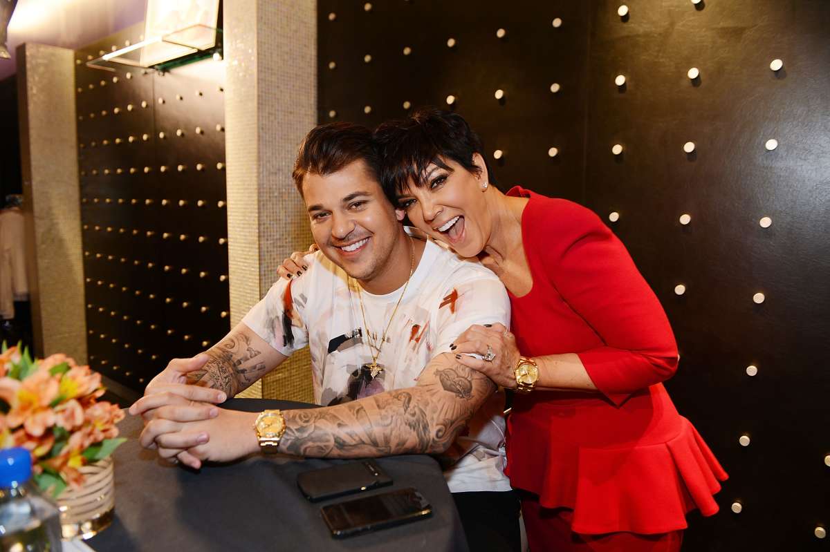 Rob Kardashian and Kris Jenner during Rob Kardashian's Arthur George Street sock line launch at Kardashian Khaos at The Mirage Hotel & Casino on March 16, 2013 in Las Vegas, Nevada. (Image Source: Getty Images | Photo By Denise Truscello)