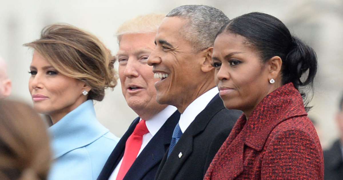 Donald Trump (2nd-L) Melania Trump (L), former President Barack Obama (2nd-R) and former First Lady Michelle Obama walk together following the inauguration, on Capitol Hill in Washington, D.C. on January 20, 2017.  (Image Source: Getty Images | Photo By Kevin Dietsch)