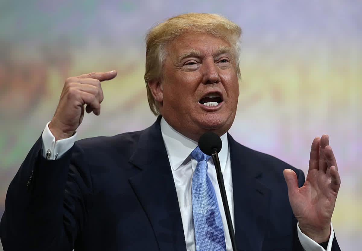 Donald Trump at the 2015 NRA Annual Meeting & Exhibits on April 10, 2015, in Nashville. (Image Source: Getty Images | Photo By Justin Sullivan)