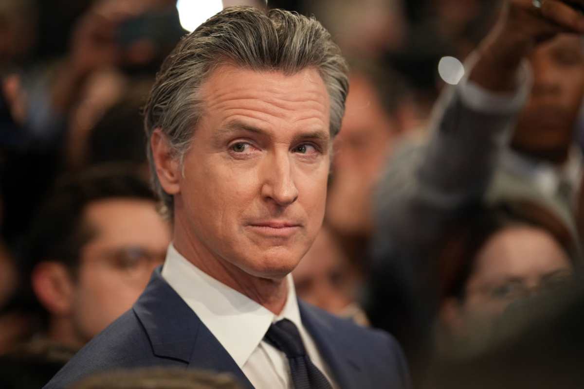 Gavin Newsom speaks to reporters at the McCamish Pavilion on the Georgia Institute of Technology campus on June 27, 2024, in Georgia. (Image Source: Getty Images | Photo By Andrew Harnik)