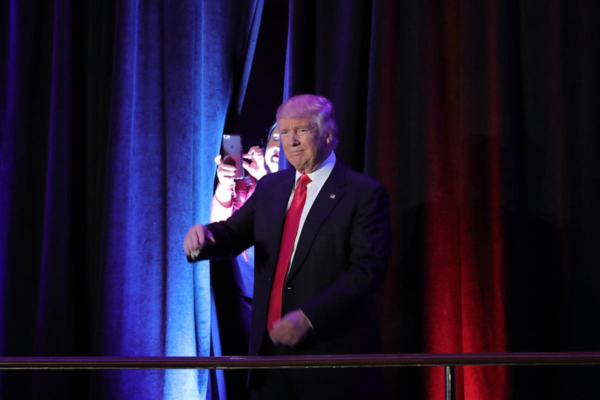 Presidential elect Donald J. Trump walks on stage at his election night event at The New York Hilton Midtown in New York City. (Image Source: Getty Images | Photo by Neilson Barnard)