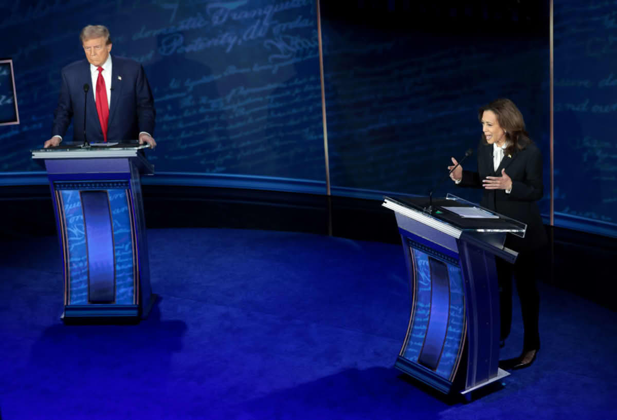 Donald Trump and Kamala Harris debate for the first time during the presidential election campaign pn Sep 10, 2024 in Pennsylvania.  (Image Source: Getty Images | Photo by Win McNamee)