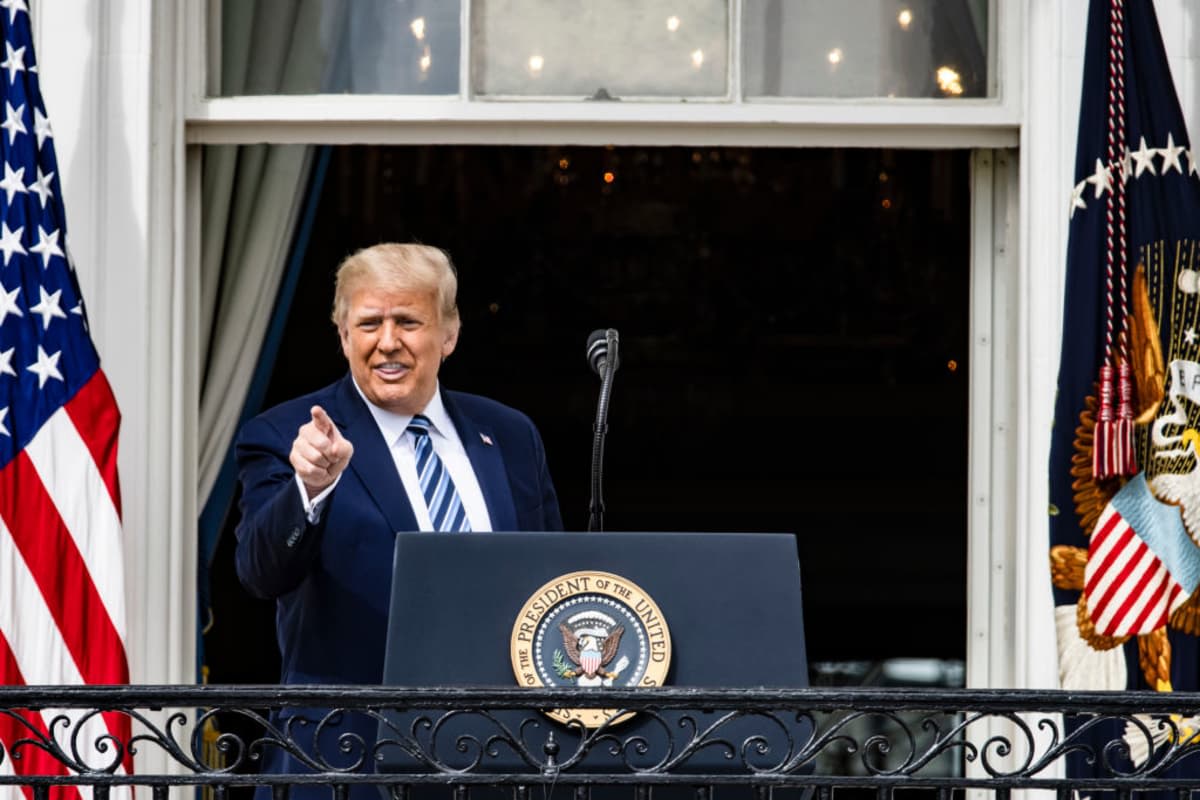 Donald Trump at a rally on the South Lawn of the White House on October 10, 2020 in Washington, DC. (Image Source: Getty Images| Photo by Samuel Corum) 