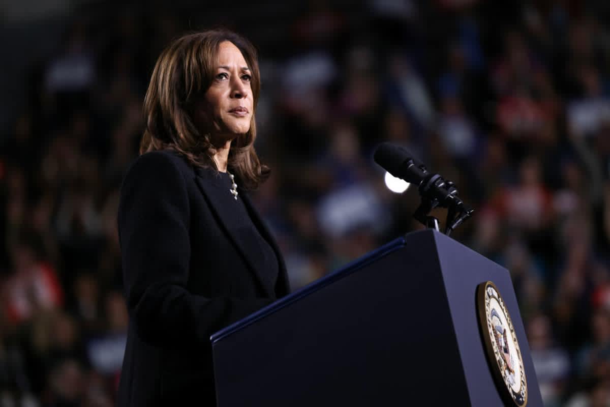 Kamala Harris speaks at a campaign rally on November 04, 2024 in Allentown, Pennsylvania. (Image Source: (Photo by Michael M. Santiago/Getty Images)