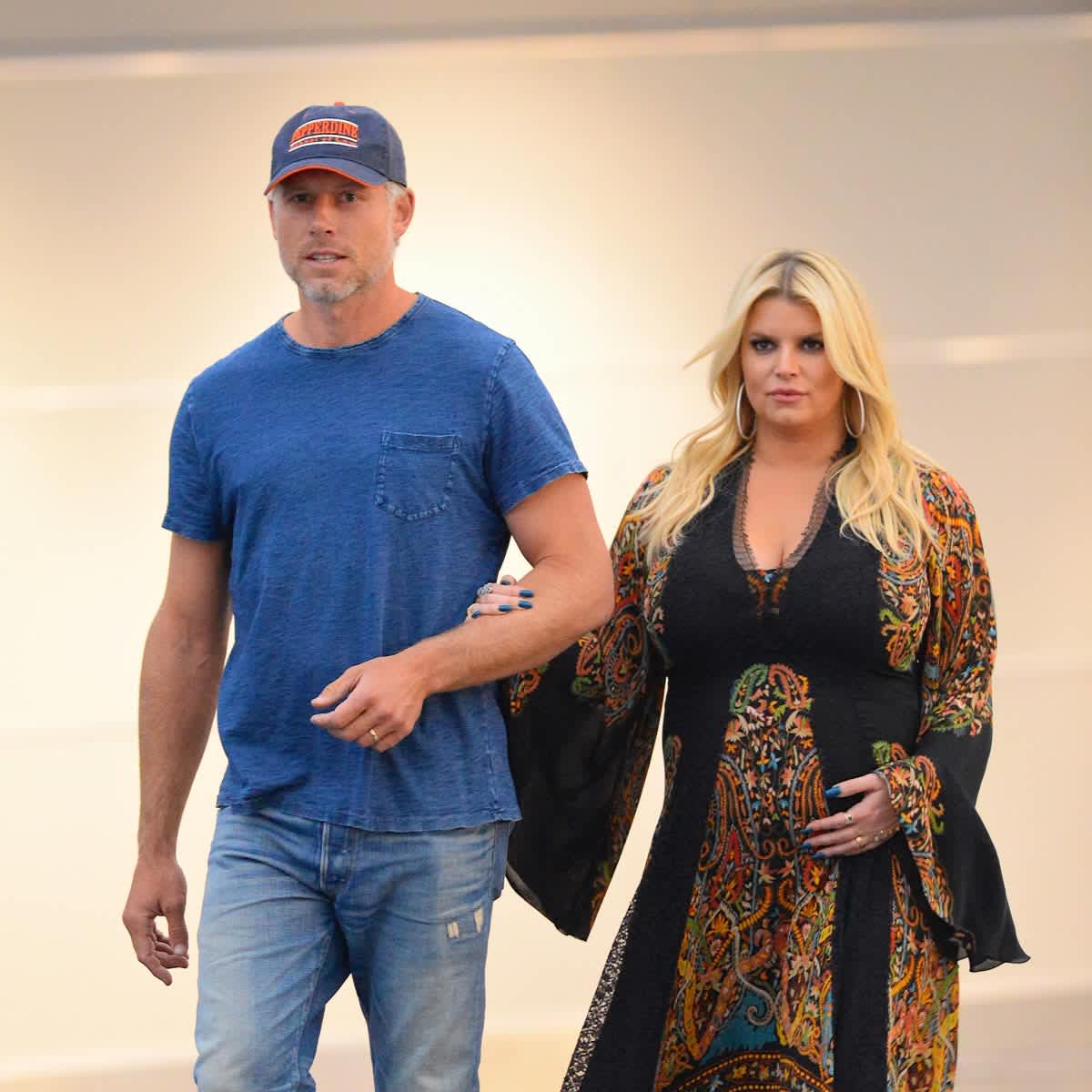 Jessica Simpson and her husband Eric Johnson seen at JFK Airport on September 18, 2018. Image Source: Photo by Robert Kamau | Getty Images 