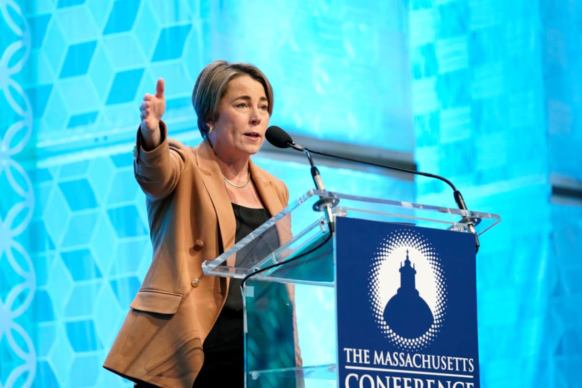 Maura Healey, 73rd Governor of Massachusetts speaks on stage during the 2023 Massachusetts Conference on Dec 14, 2023, in Massachusetts. (Image Source: Getty Images | Photo by Marla Aufmuth)