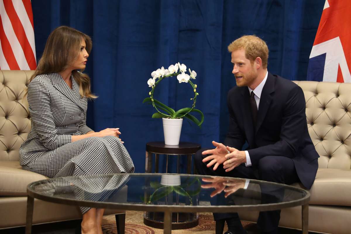 Prince Harry meets with U.S. first lady Melania Trump for the first time as she leads the USA team delegation ahead of the Invictus Games 2017 on September 23, 2017, in Toronto, Canada. (Image Source: Getty Images | Photo by Chris Jackson)