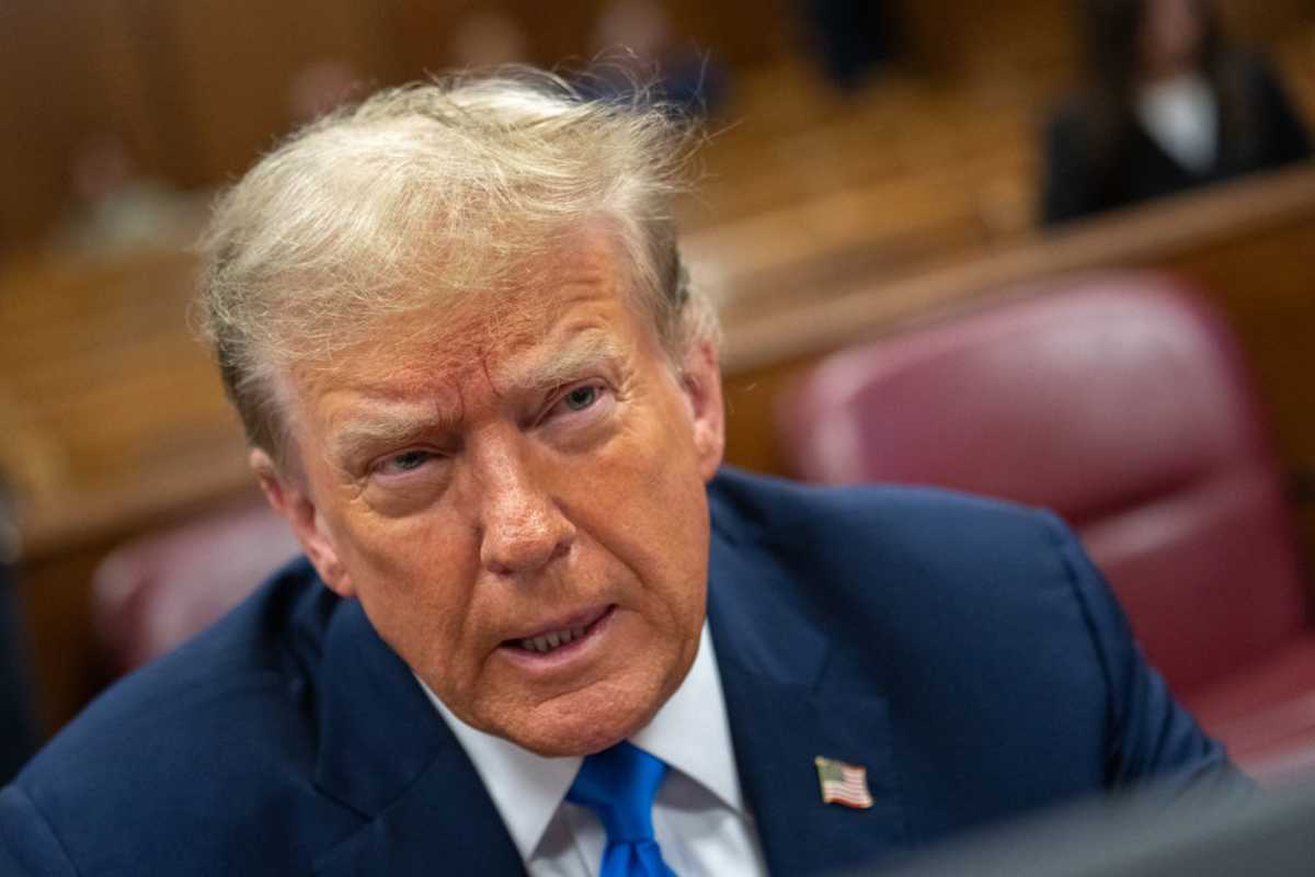 Donald Trump at Manhattan Criminal Court on April 18, 2024, in New York City. (Image Source: Getty Images| Photo by Jeenah Moon-Pool) 