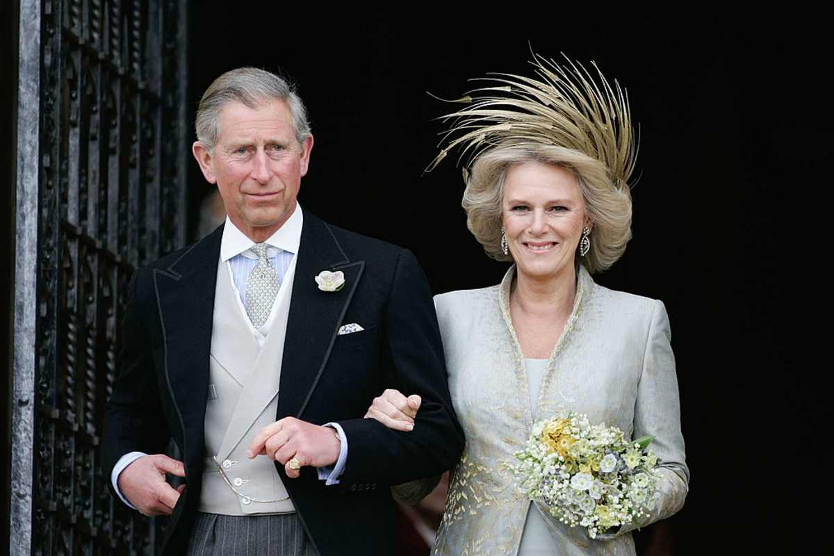 Prince Charles & Camilla following their marriage at The Guildhall, at Windsor Castle on April 9, 2005, in Berkshire, England. (Image Source: Getty Images| Photo by Anwar Hussein) 