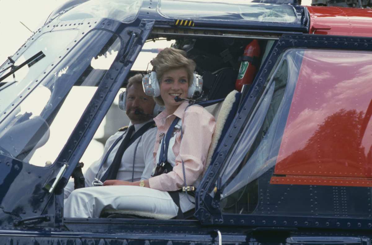 Princess Diana in a helicopter on the grounds of Highgrove House, her home in Doughton, Gloucestershire, 18th July 1986. (Image Source: Getty Images| Photo by Tim Graham Photo Library)