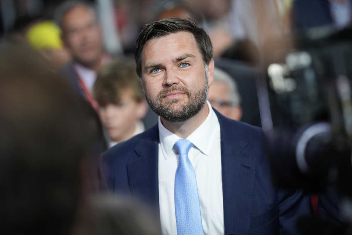  J.D. Vance (R-OH) arrives on the first day of the Republican National Convention at the Fiserv Forum on July 15, 2024 in Milwaukee, Wisconsin. (Image Source: Getty Images | Photo by Andrew Harnik)