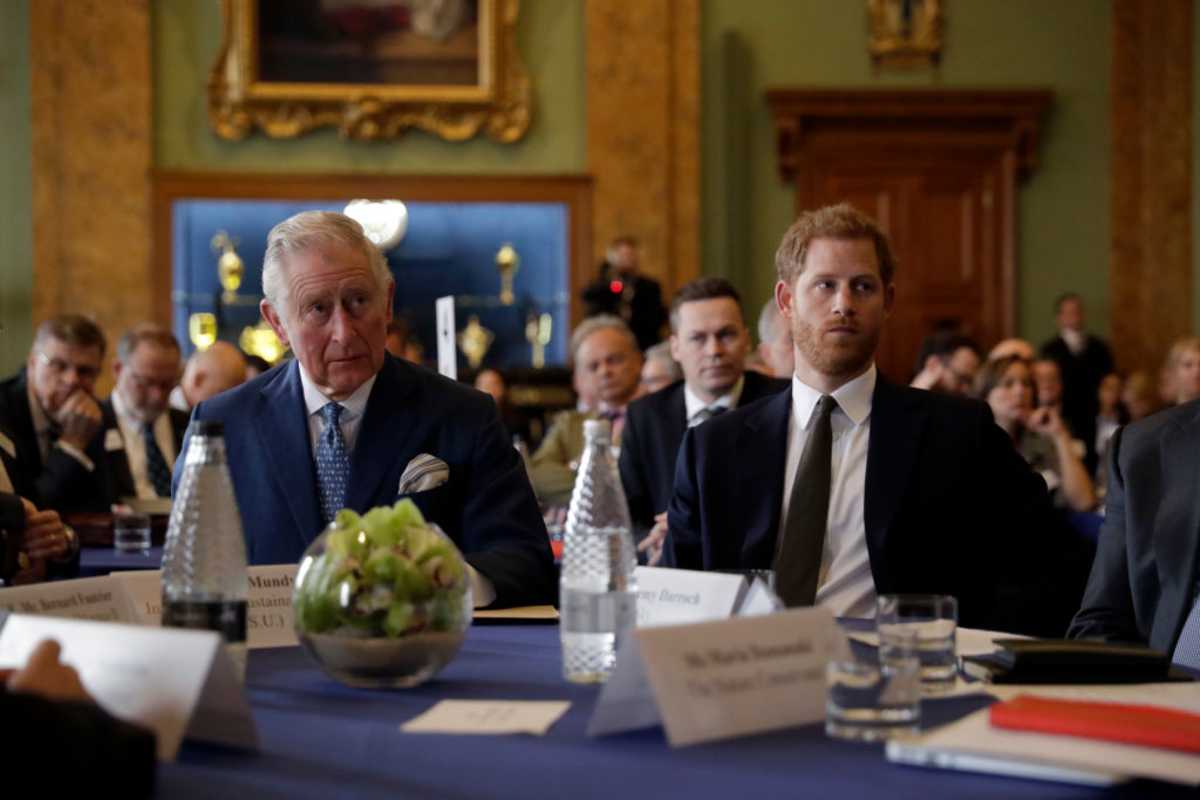 Prince Harry and Prince Charles at Fishmongers Hall on February 14, 2018 in London, England. (Image Source: Getty Images | Photo By Matt Dunham)