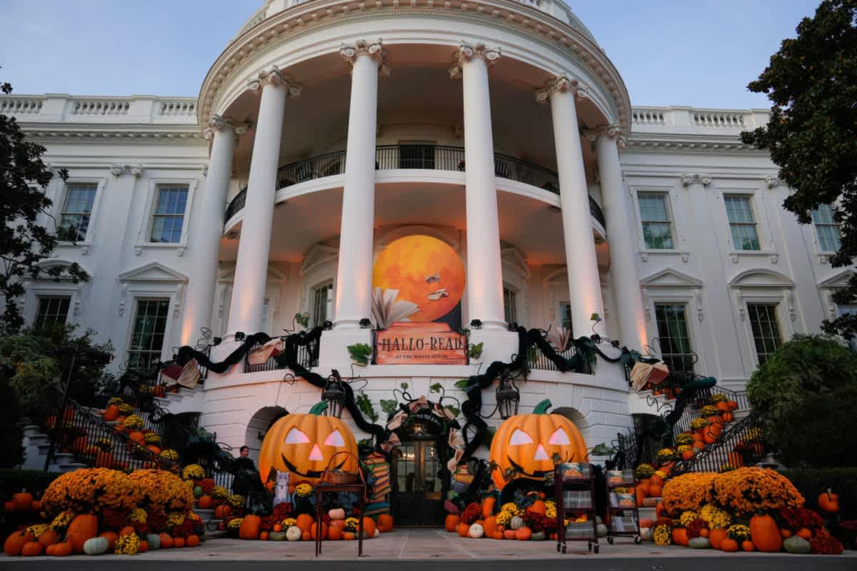 General view of the White House for Halloween on October 30, 2024, in Washington, DC. (Image Source: Getty Images| Photo by Kent Nishimura)