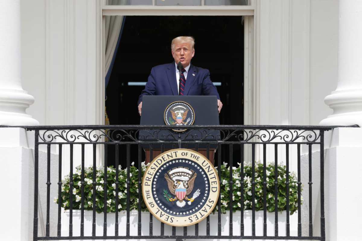 U.S. President Donald Trump speaks at the signing ceremony of the Abraham Accords on the South Lawn of the White House September 15, 2020 in Washington, DC. (Image Source: Alex Wong/Getty Images)