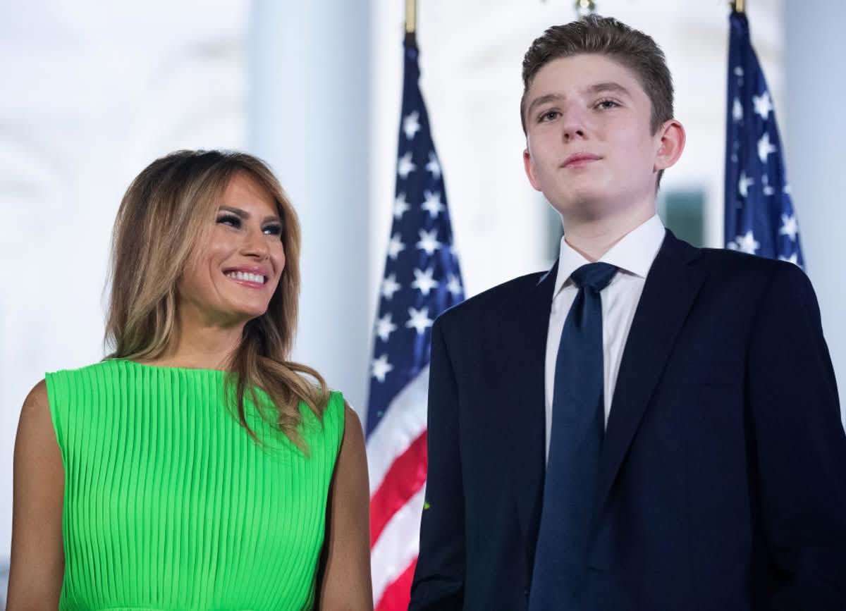 Melania Trump and Barron Trump after U.S. President Donald Trump delivered his acceptance speech on August 27, 2020, in DC. (Image Source: Getty Images | Photo by Chip Somodevilla)