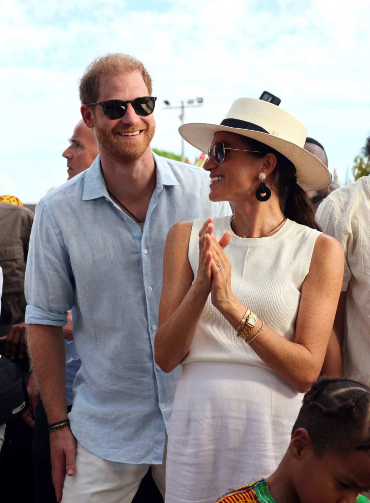 Prince Harry, Duke of Sussex and Meghan, Duchess of Sussex at San Basilio de Palenque in Cartagena, Colombia. ( Image Source: Photo by Eric Charbonneau / Getty Images)