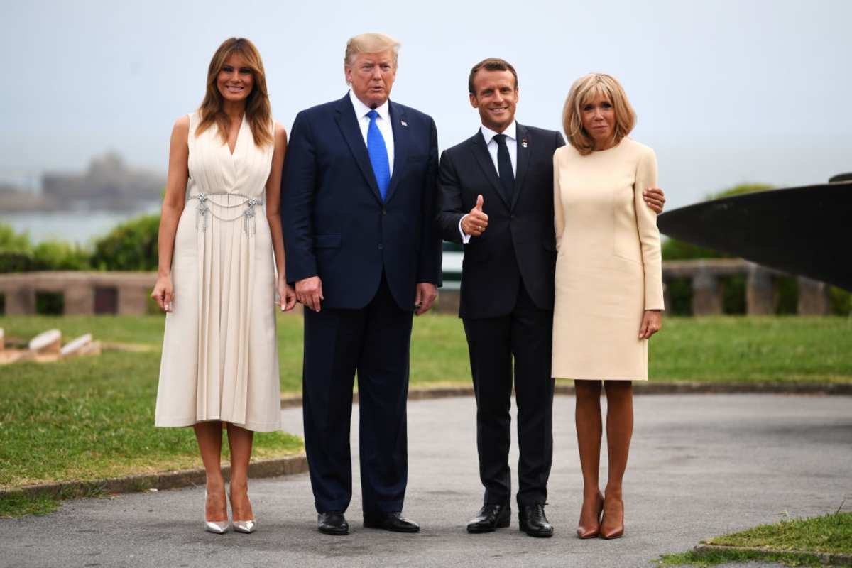 Emmanuel Macron, Brigitte Macron, Donald Trump and Melania Trump on August 24, 2019 in Biarritz, France. (Image Source: Photo by Neil Hall / Getty Images )