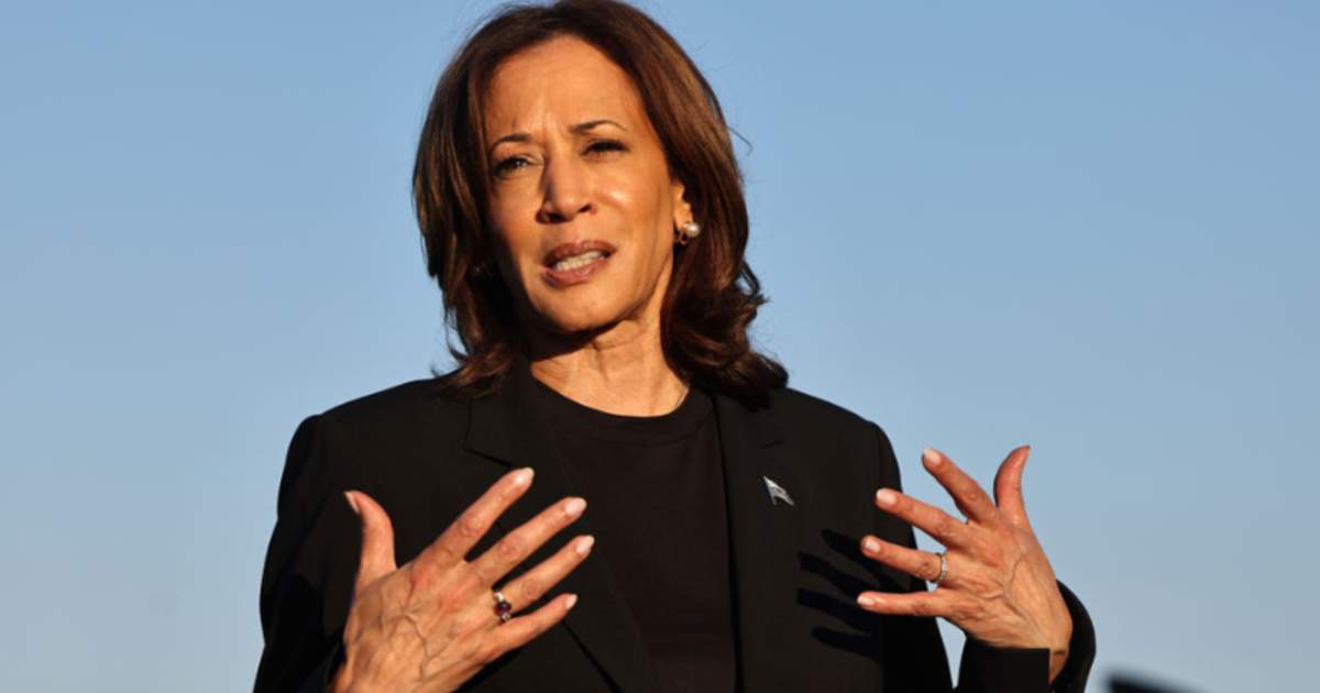 Kamala Harris speaks to the media before boarding Air Force Two after assessing the Hurricane Helene recovery response in North Carolina on October 5, 2024 in Charlotte, North Carolina. (Image Source: Getty Images | Photo By Mario Tama)