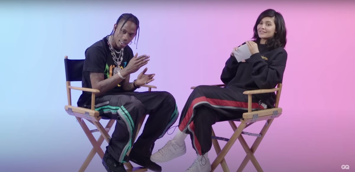 Travis Scott and Kylie Jenner answer questions about each other. (Image Source: YouTube | GQ)