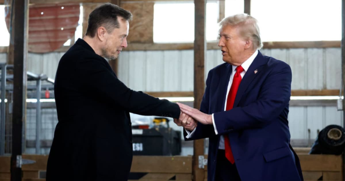 Elon Musk and Donald Trump during a campaign rally on October 05, 2024 in Pennsylvania.  (Image Source: Getty Images | Photo By Anna Moneymaker)