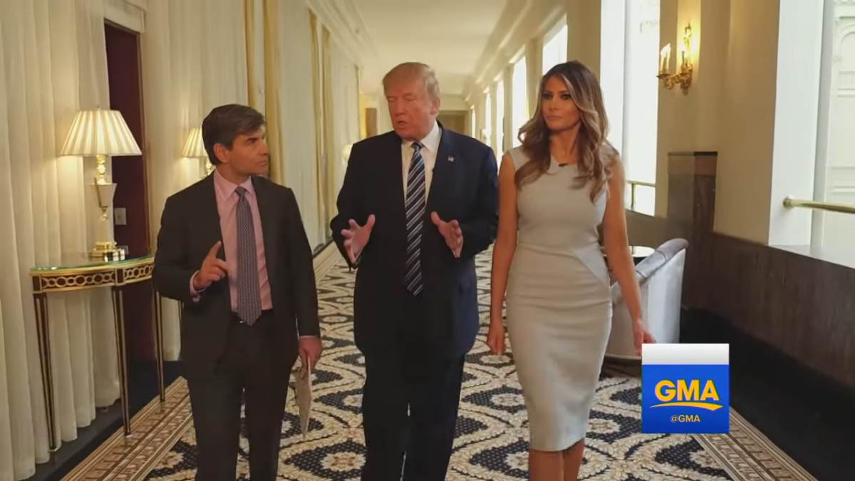 Donald and Melania Trump giving a joint interview to 'GMA' co-anchor George Stephanopoulos. (Cover Image Source: YouTube | 'GMA'/ABC News)