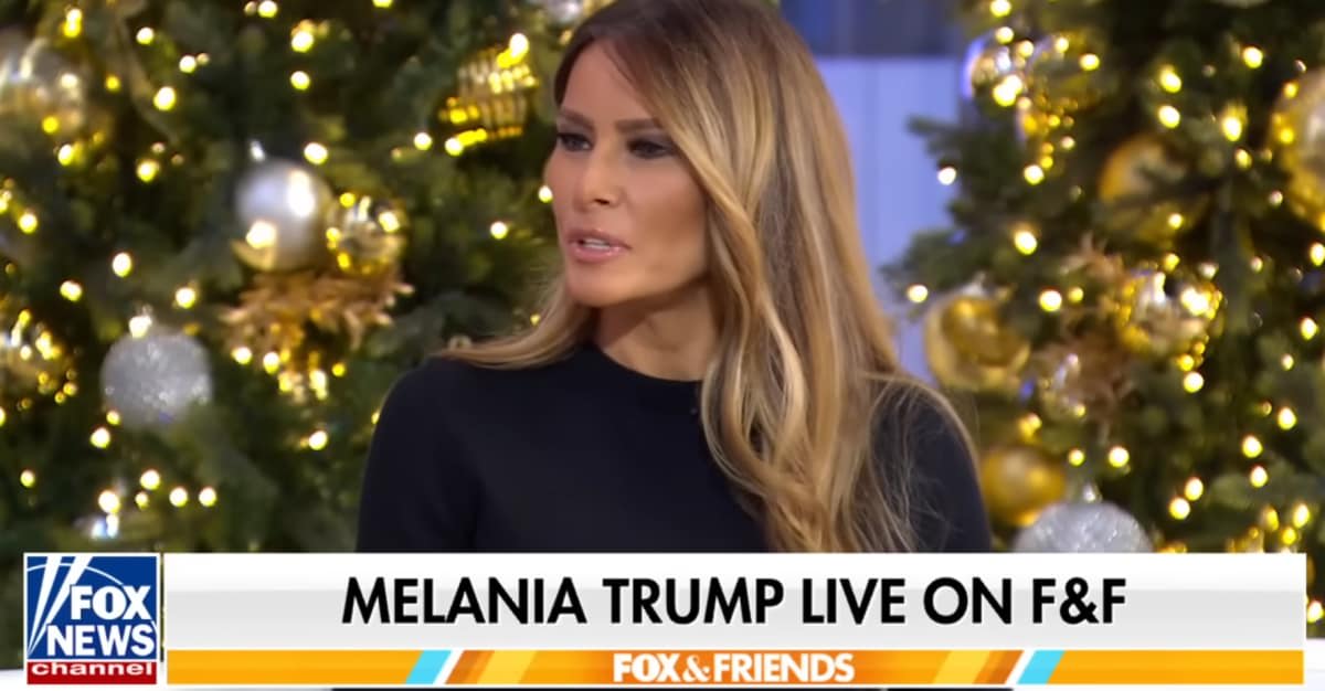 Melania Trump during the 1st interview since the 2024 election. (Image Source: YouTube | Fox News)