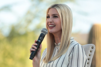 Advisor to the President Ivanka Trump speaking with supporters at a campaign event.