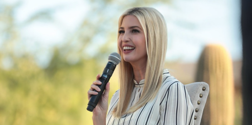 Advisor to the President Ivanka Trump speaking with supporters at a campaign event.