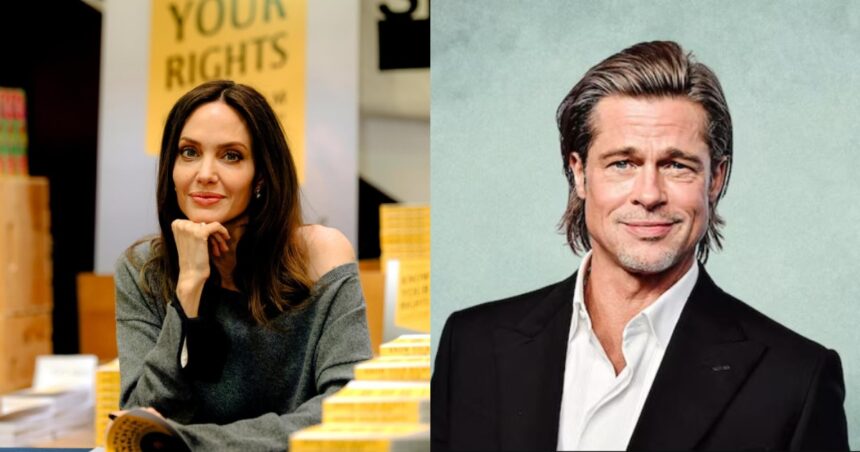 Angelina Jolie at Amnesty's Child Right Book Event on L, Brad Pitt On The R