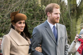 Prince Harry and Meghan Markle, with other members of the Royal family going to church at Sandringham on Christmas Day 2017.