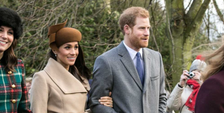 Prince Harry and Meghan Markle, with other members of the Royal family going to church at Sandringham on Christmas Day 2017.