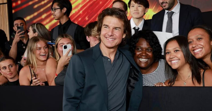 Tom Cruise with fans at the New York premiere of Mission: Impossible – Dead Reckoning Part One